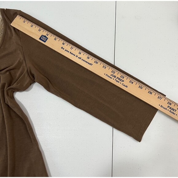 Soft Surroundings Women's Brown 3/4 Sleeve Top Lace Beaded Sequins Size M - Picture 8 of 9